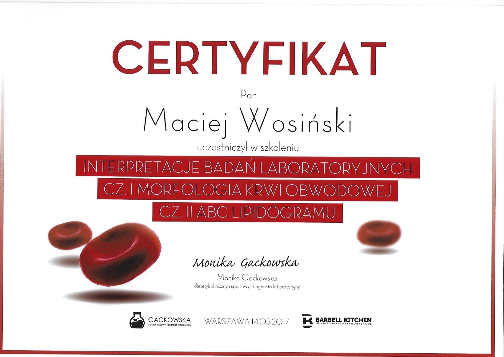 Certyfikat: Interpretacja badań laboratoryjnych - części I i II