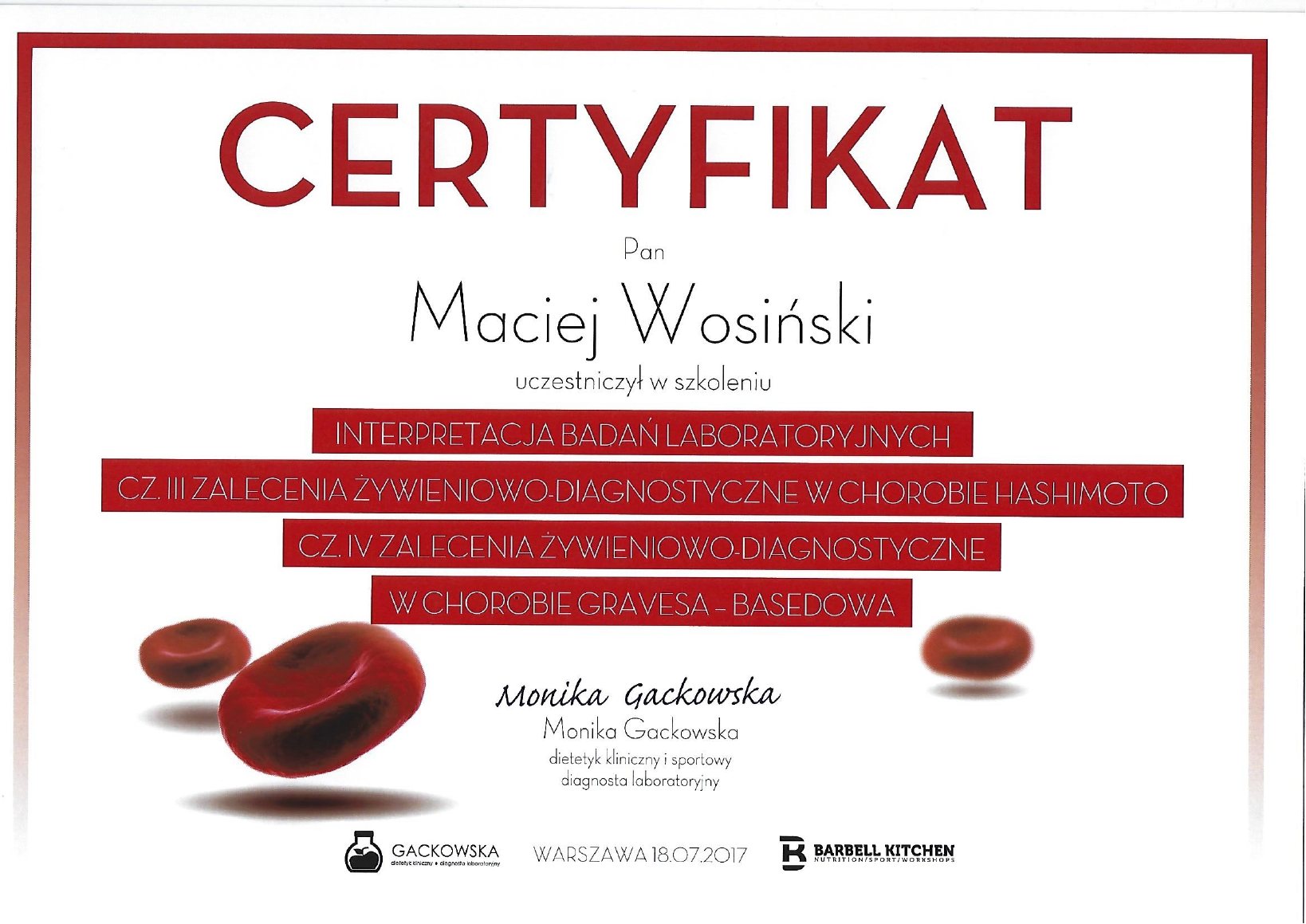 Certyfikat: Interpretacja badań laboratoryjnych - części III i IV