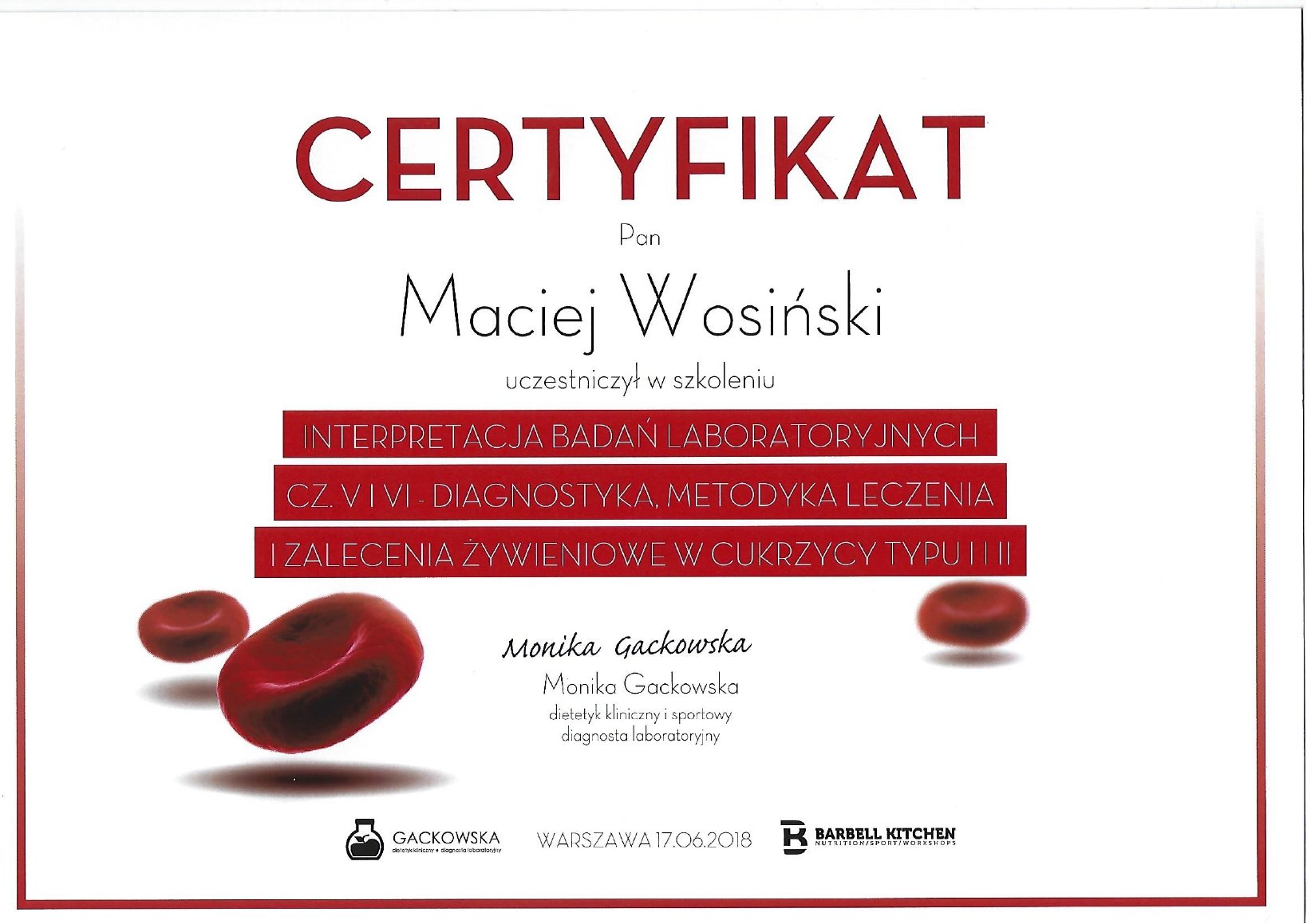 Certyfikat: Interpretacja badań laboratoryjnych - części V i VI