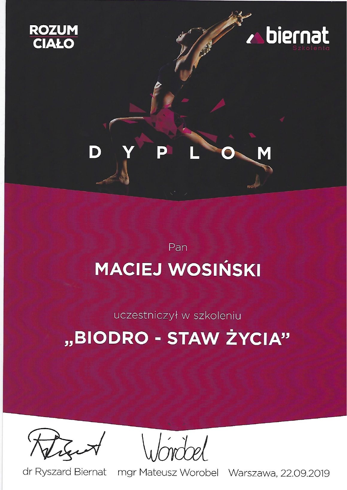 Certyfikat: Biodro - staw życia