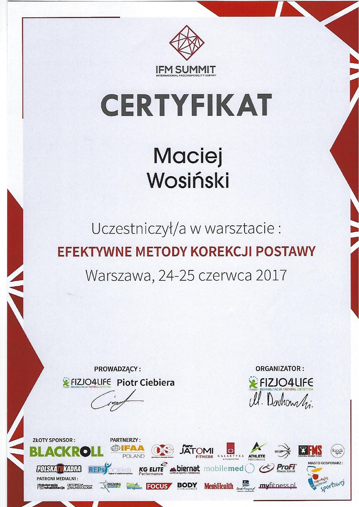 Certyfikat: Efektywne metody korekcji postawy