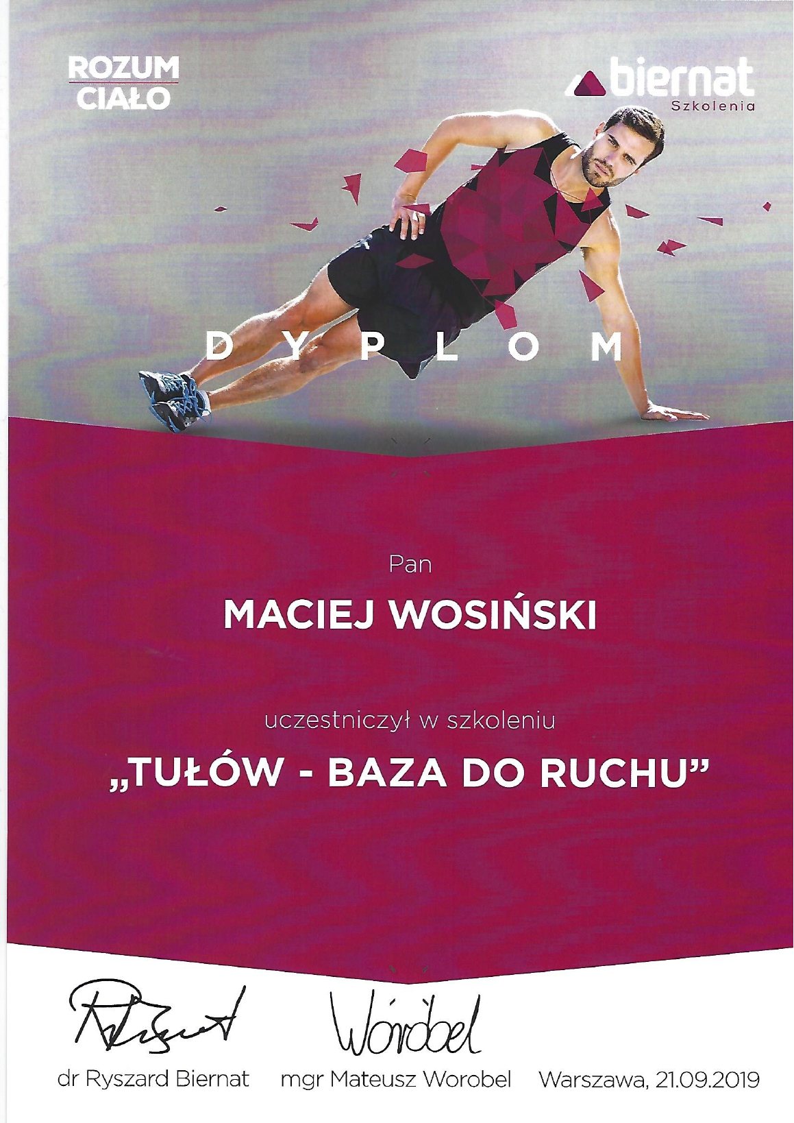 Certyfikat: Tułów - baza do ruchu