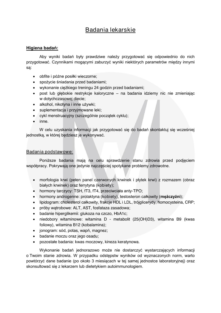 Pierwsza strona dokumentu Badania lekarskie